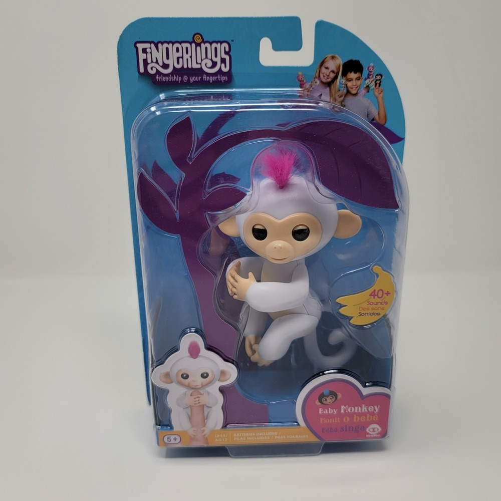 Fingerlings‎ Baby Monkey Sophie White Pink Hair Interactive Toy WowWee New